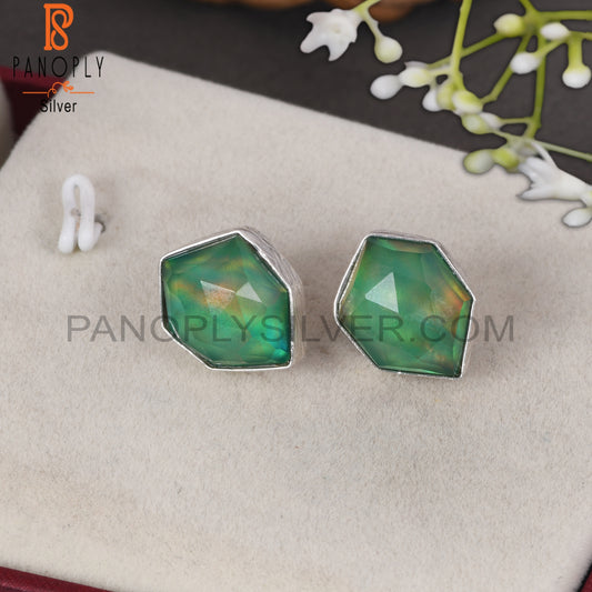 Aurora Opal Green 925 Sterling Silver Earrings Jewelry