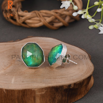 Green Aurora Opal 925 Sterling Silver Wedding Earrings