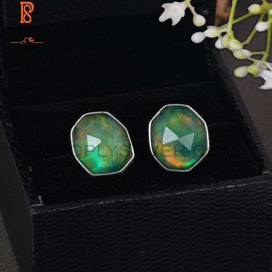 Green Aurora Opal 925 Sterling Silver Wedding Earrings