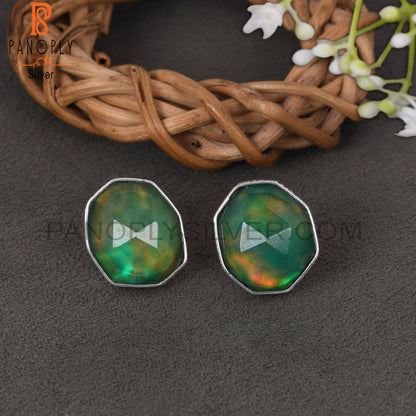 Green Aurora Opal 925 Sterling Silver Wedding Earrings