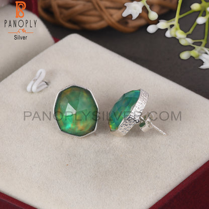 Green Aurora Opal 925 Sterling Silver Wedding Earrings