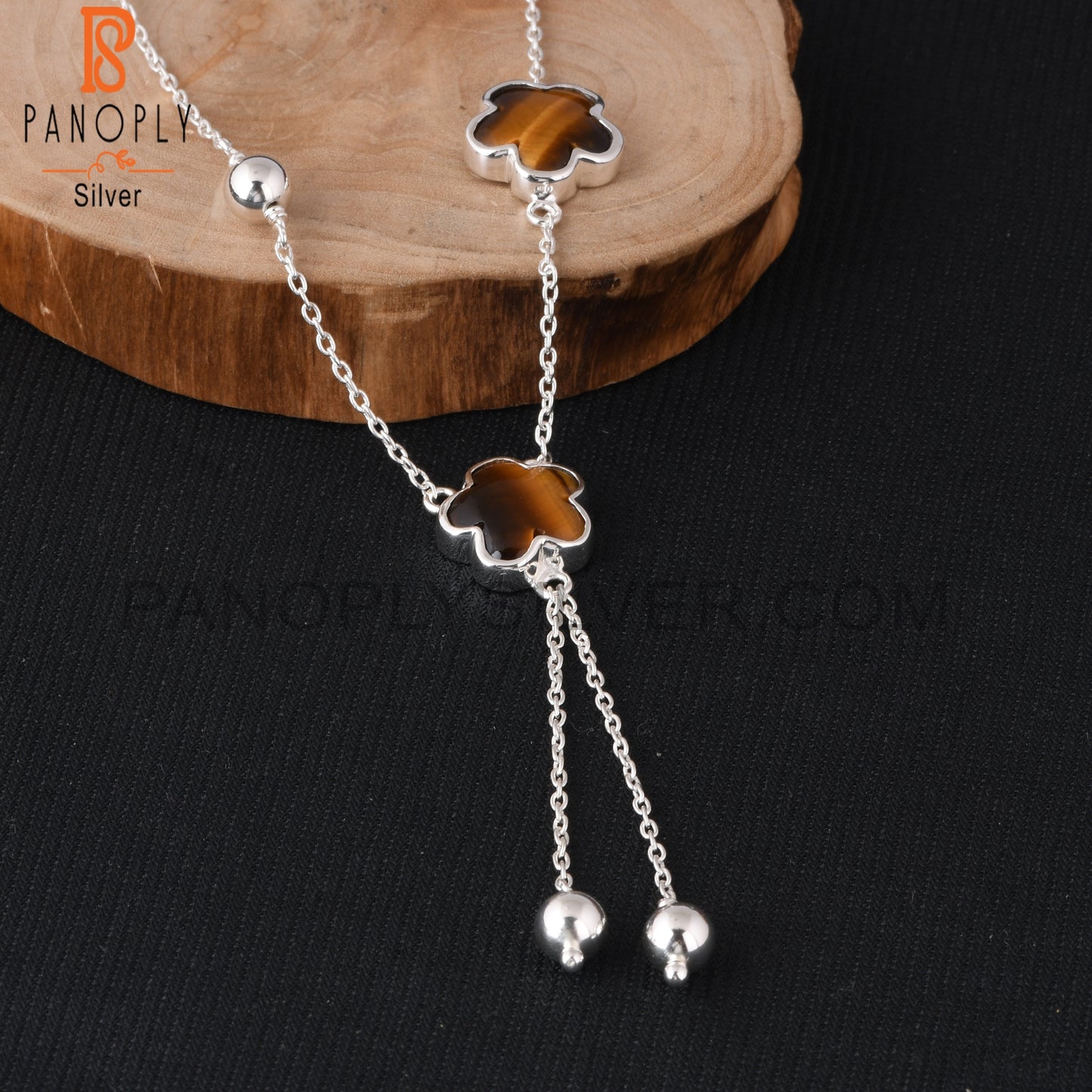 Tiger Eye Yellow Sunflower 925 Silver Beautiful Necklace