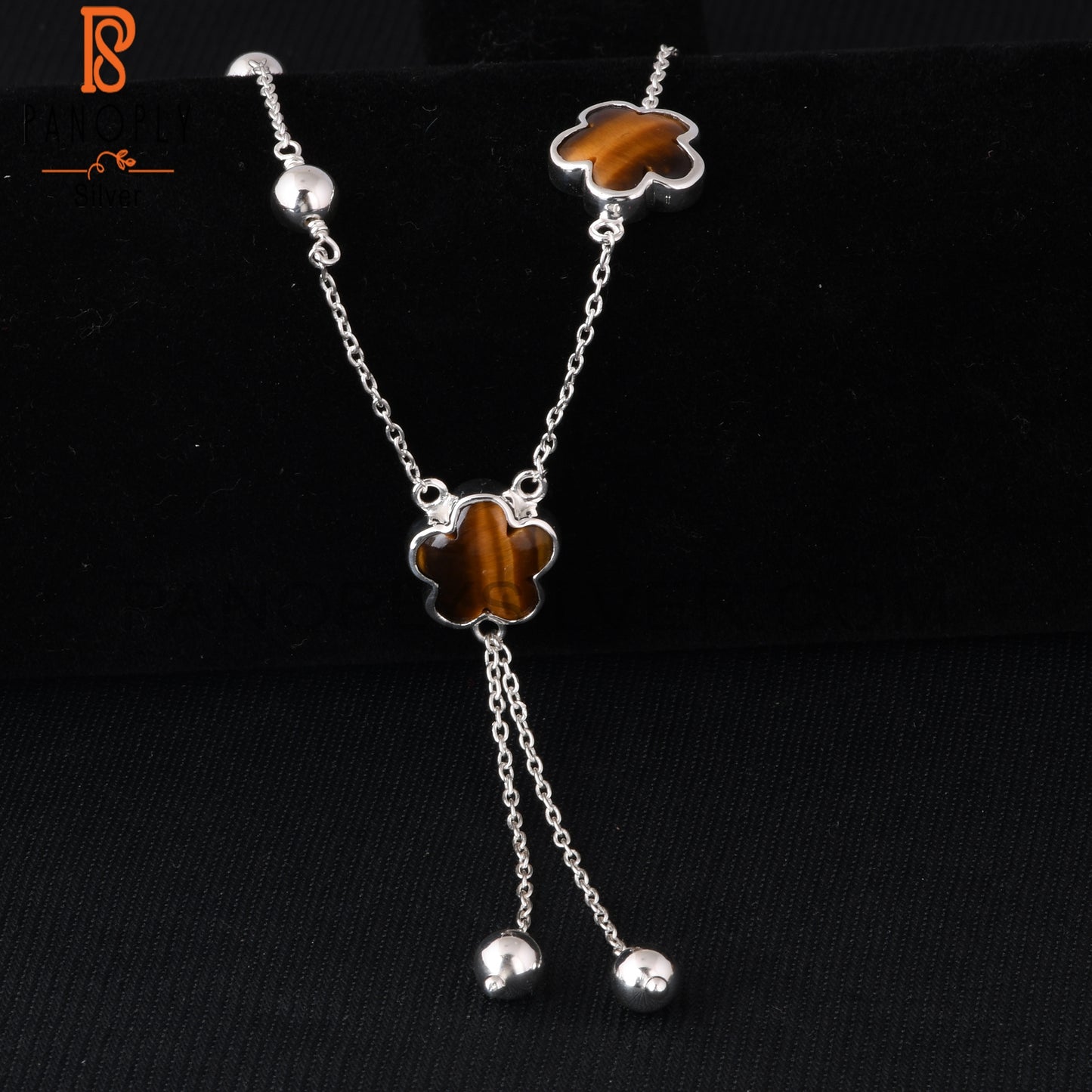 Tiger Eye Yellow Sunflower 925 Silver Beautiful Necklace