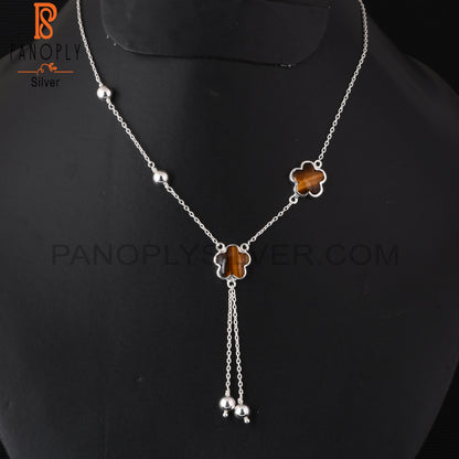 Tiger Eye Yellow Sunflower 925 Silver Beautiful Necklace