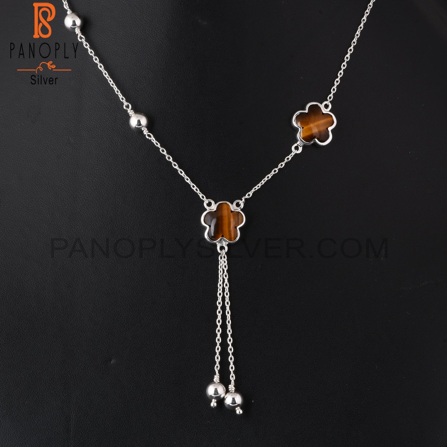 Tiger Eye Yellow Sunflower 925 Silver Beautiful Necklace