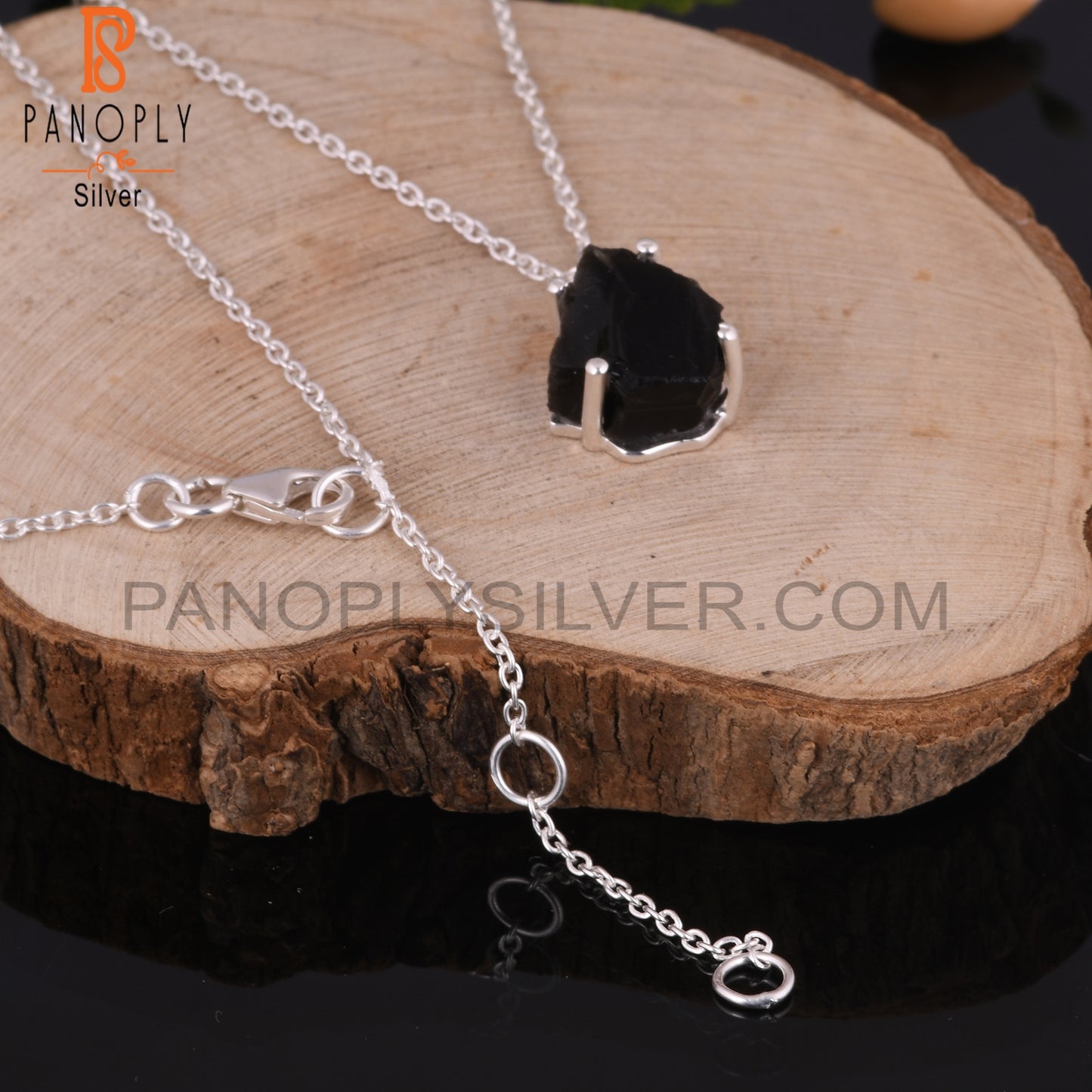 Black Obsidian 925 Sterling Silver Necklace And Pendant Chain