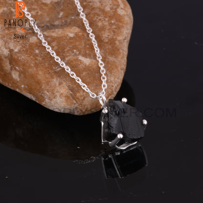 Black Obsidian 925 Sterling Silver Necklace And Pendant Chain