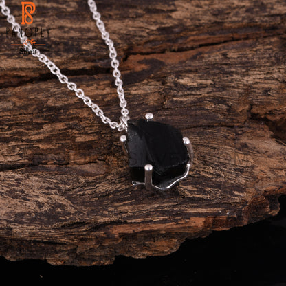 Black Obsidian 925 Sterling Silver Necklace And Pendant Chain