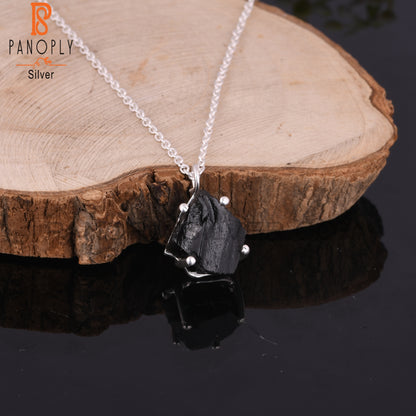 Black Obsidian 925 Sterling Silver Necklace And Pendant Chain