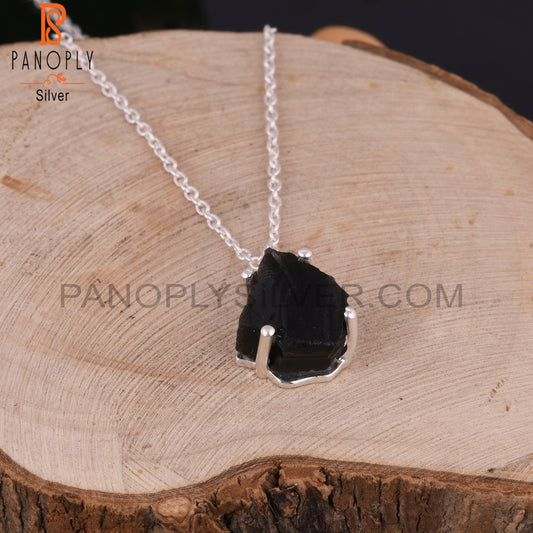 Black Obsidian 925 Sterling Silver Necklace And Pendant Chain