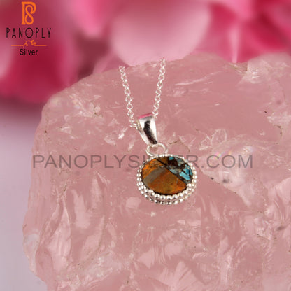 Mojave Copper Bumblebee Turquoise 925 Silver Chain Pendant