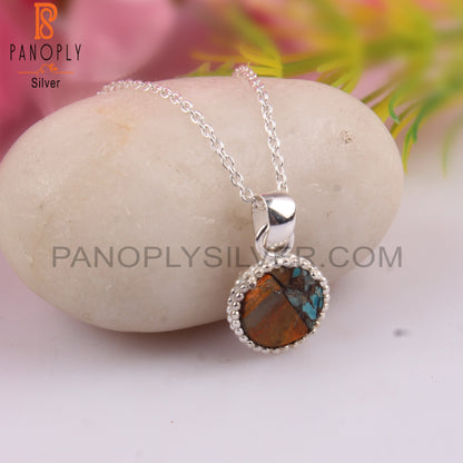 Mojave Copper Bumblebee Turquoise 925 Silver Chain Pendant
