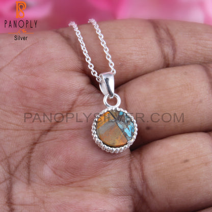 Mojave Copper Bumblebee Turquoise 925 Silver Chain Pendant