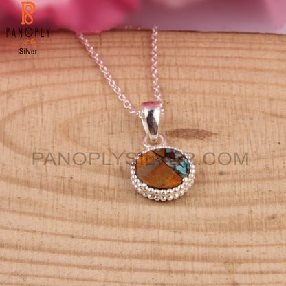 Mojave Copper Bumblebee Turquoise 925 Silver Chain Pendant