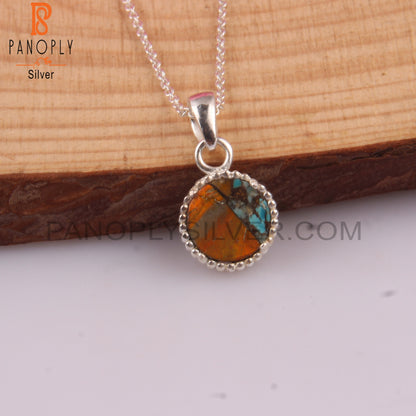Mojave Copper Bumblebee Turquoise 925 Silver Chain Pendant