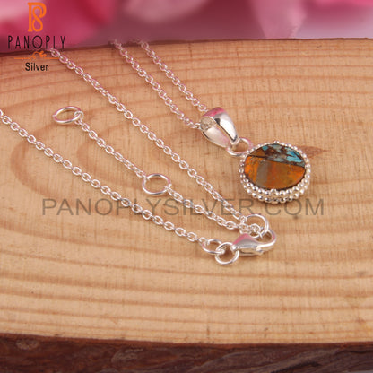 Mojave Copper Bumblebee Turquoise 925 Silver Chain Pendant