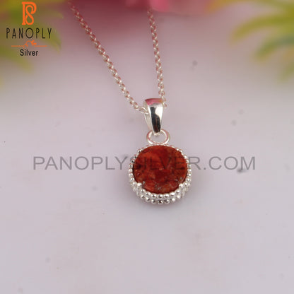 Sponge Coral Oval Shape 925 Sterling Silver Pendant With Chain