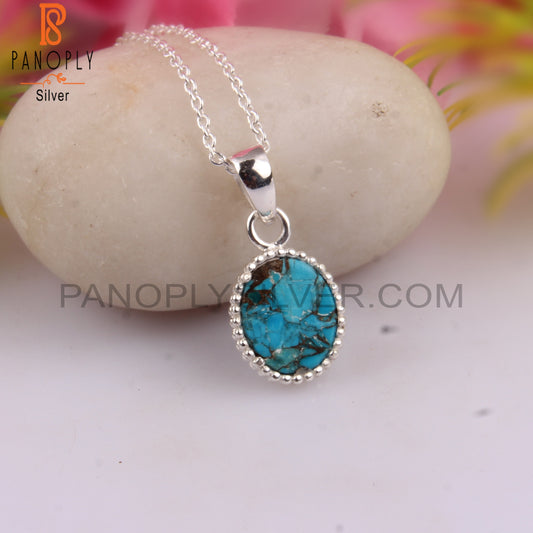 Mojave Copper Turquoise Oval 925 Sterling Silver Pendant