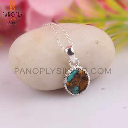 Mojave Copper Oyster Turquoise Silver Pendant