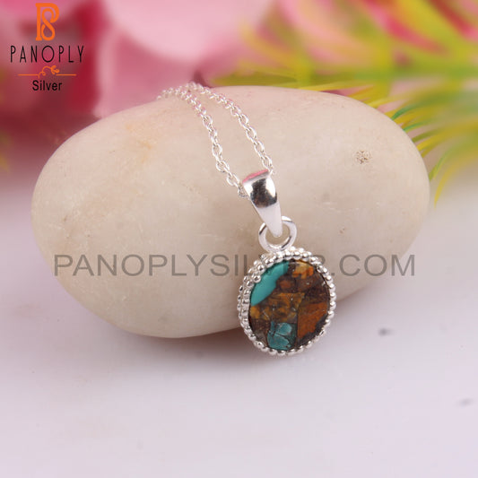 Mojave Copper Oyster Turquoise Silver Pendant
