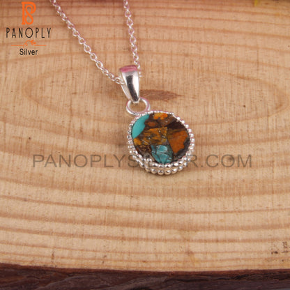 Mojave Copper Oyster Turquoise Silver Pendant