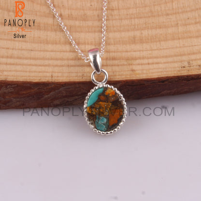 Mojave Copper Oyster Turquoise Silver Pendant