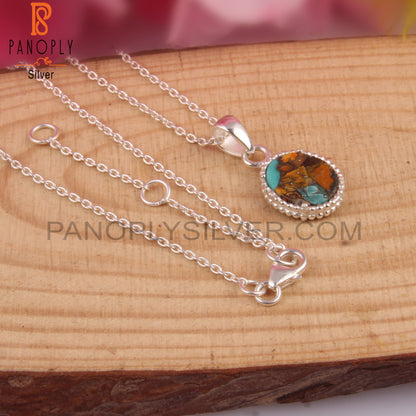 Mojave Copper Oyster Turquoise Silver Pendant