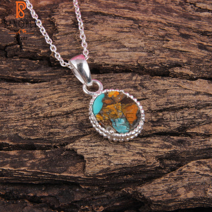Mojave Copper Oyster Turquoise Silver Pendant