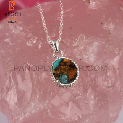 Mojave Copper Oyster Turquoise Silver Pendant
