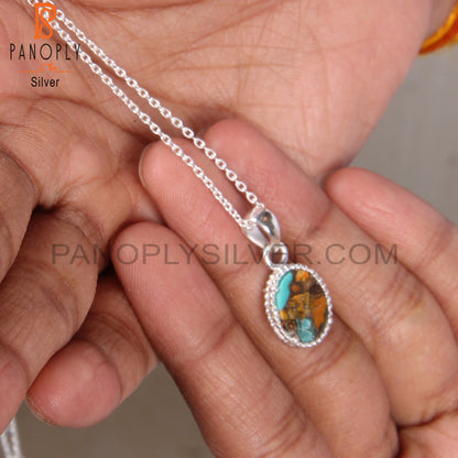 Mojave Copper Oyster Turquoise Silver Pendant