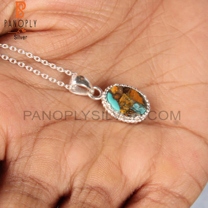 Mojave Copper Oyster Turquoise Silver Pendant