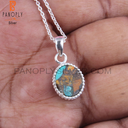 Mojave Copper Oyster Turquoise Silver Pendant