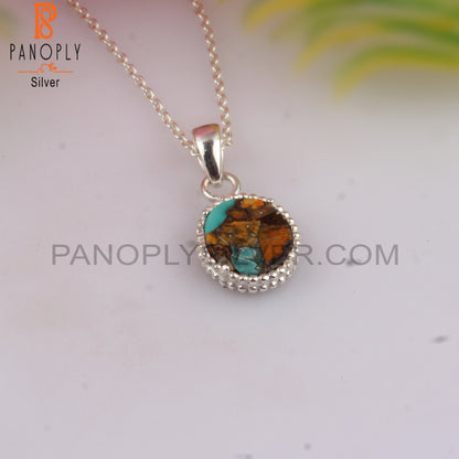 Mojave Copper Oyster Turquoise Silver Pendant