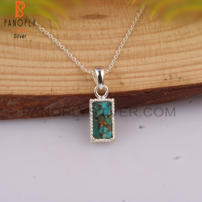 Boulder Turquoise 925 Sterling Silver Pendant With Chain