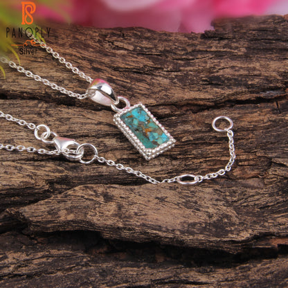 Boulder Turquoise 925 Sterling Silver Pendant With Chain