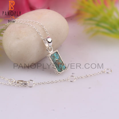 Boulder Turquoise 925 Sterling Silver Pendant With Chain