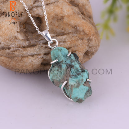 Arizona Turquoise 925 Sterling Silver Pendant With Chain