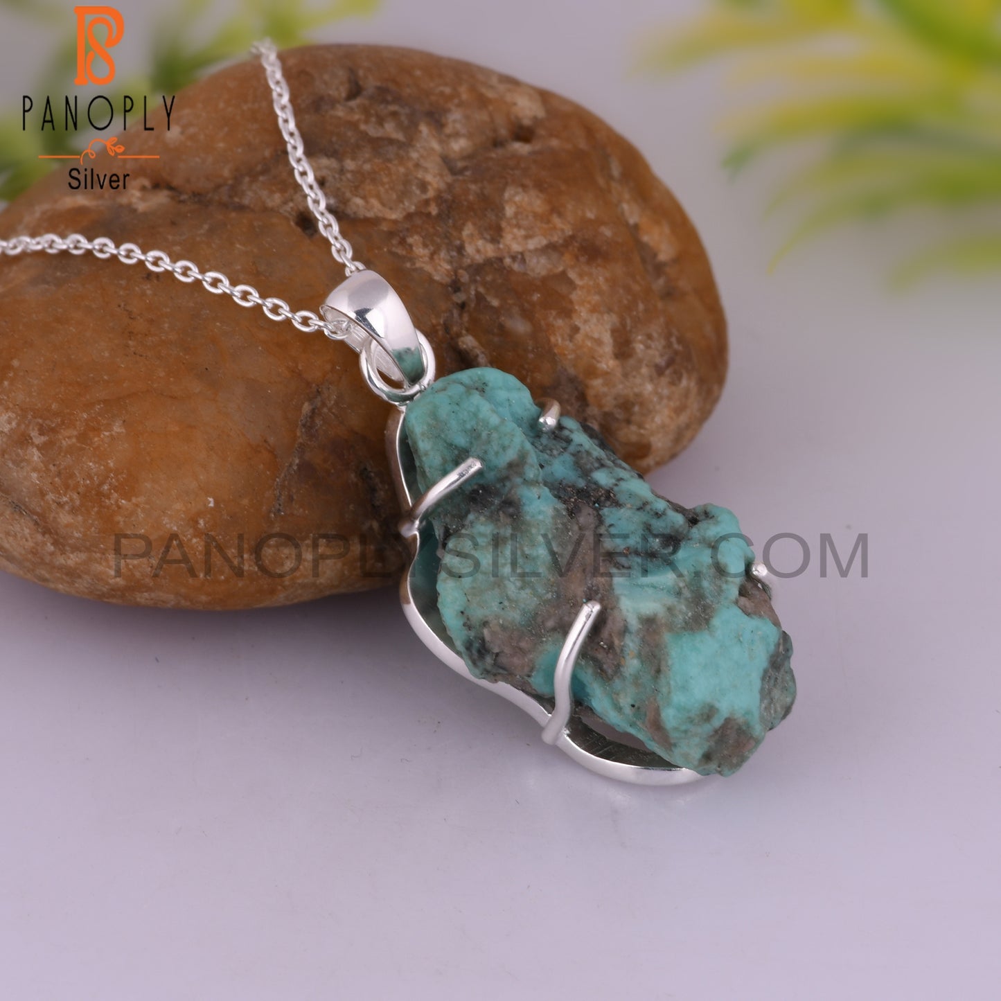 Arizona Turquoise 925 Sterling Silver Pendant With Chain