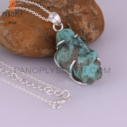 Arizona Turquoise 925 Sterling Silver Pendant With Chain