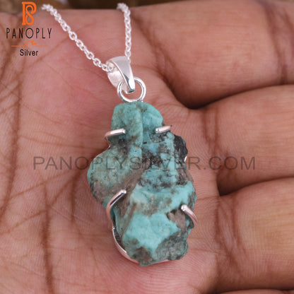 Arizona Turquoise 925 Sterling Silver Pendant With Chain