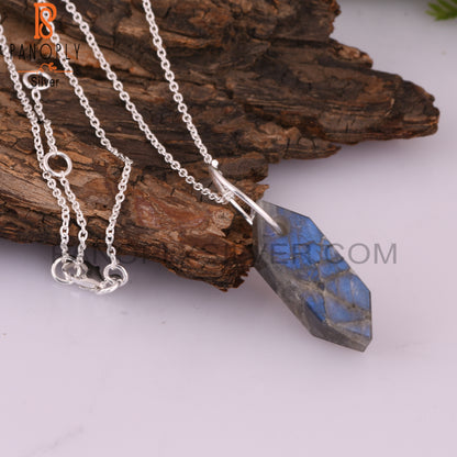 Labradorite Elongated Hexagon 925 Silver