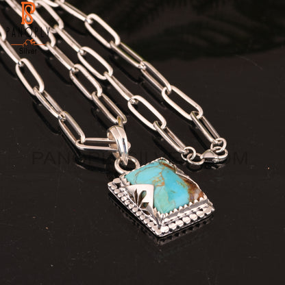 Pendant Kingman Turquoise Beguette 925 Sterling Silver