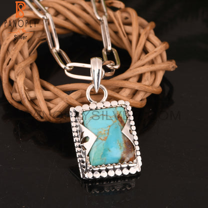 Pendant Kingman Turquoise Beguette 925 Sterling Silver