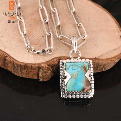 Pendant Kingman Turquoise Beguette 925 Sterling Silver
