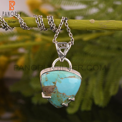 Kingman Turquoise Trillion 925 Sterling Silver Pendant