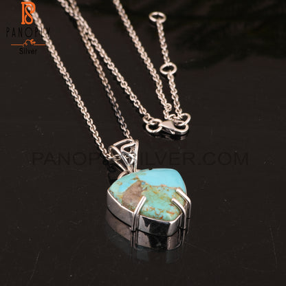 Kingman Turquoise Trillion 925 Sterling Silver Pendant