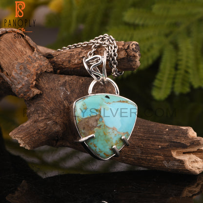 Kingman Turquoise Trillion 925 Sterling Silver Pendant