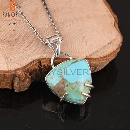 Kingman Turquoise Trillion 925 Sterling Silver Pendant
