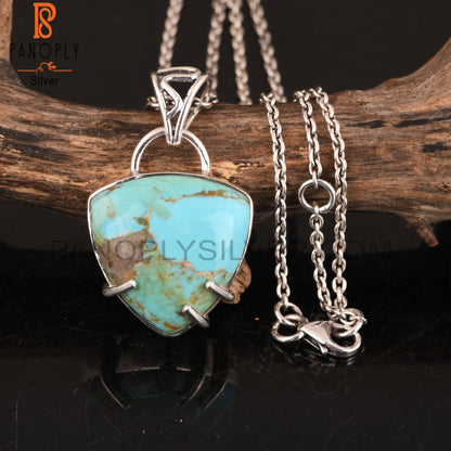 Kingman Turquoise Trillion 925 Sterling Silver Pendant