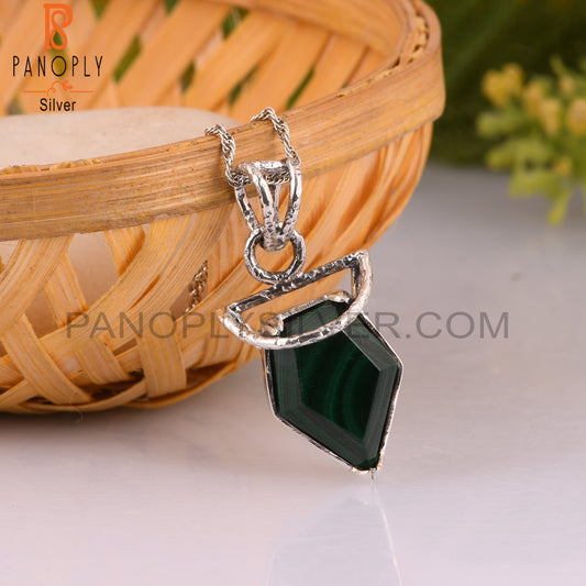 Malachite Pentagon 925 Sterling Silver Pendant